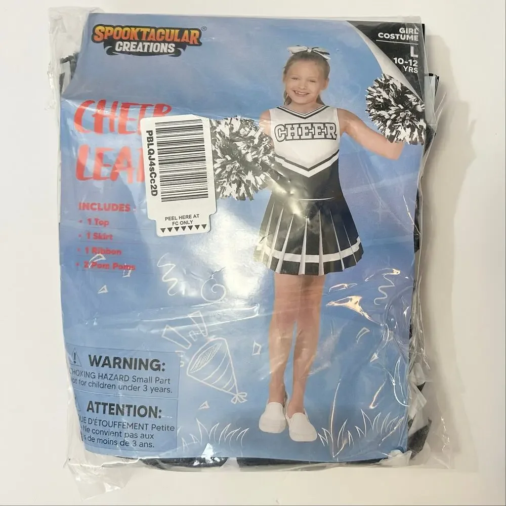 2/$15 Spooktacular Creations Girl Cheerleader Costume Cheer Uniform Size L 10-12